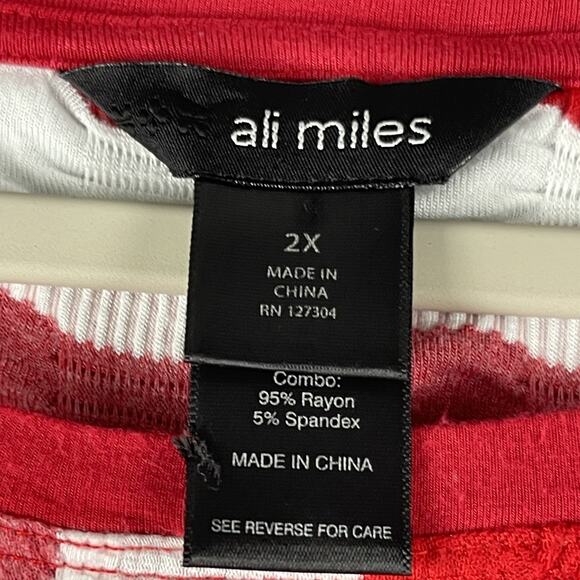 Ali Miles Tunic Top Womens 2X Striped Textured Crinkle Stretch Artsy Lagenlook - Picture 4 of 13